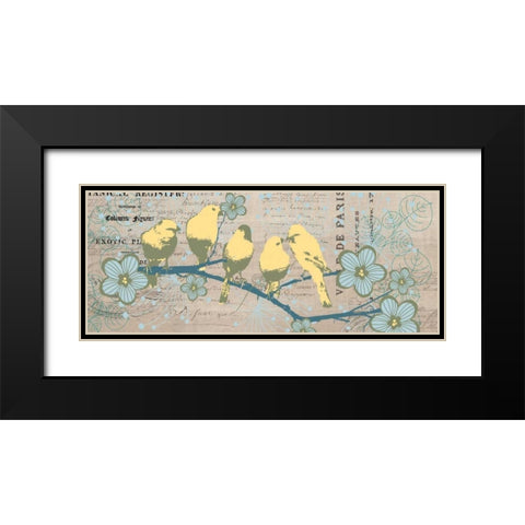 Bird Botanical Gray Black Modern Wood Framed Art Print with Double Matting by Jordan, Elizabeth