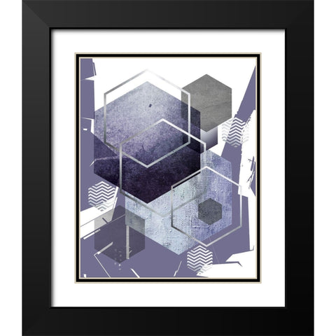 Abstract Geo Ultra Violet 1 Black Modern Wood Framed Art Print with Double Matting by Urban Epiphany