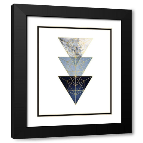 Navy Gold 3 Black Modern Wood Framed Art Print with Double Matting by Urban Epiphany