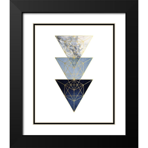Navy Gold 3 Black Modern Wood Framed Art Print with Double Matting by Urban Epiphany