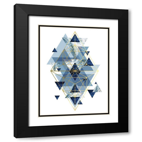 Navy Gold   Geometric Black Modern Wood Framed Art Print with Double Matting by Urban Epiphany