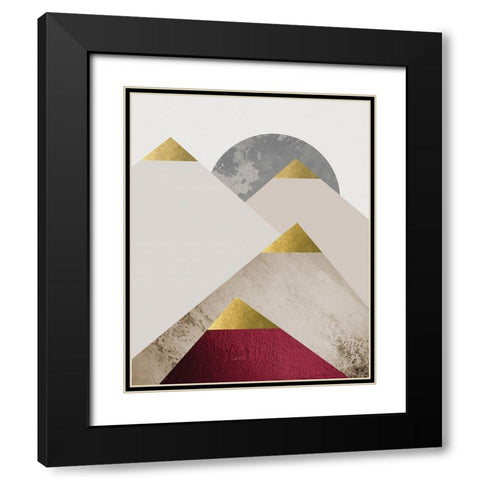 Beige Brugundy Mountains 2 Black Modern Wood Framed Art Print with Double Matting by Urban Epiphany