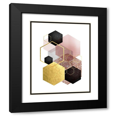 BlushPink Gold 2 Black Modern Wood Framed Art Print with Double Matting by Urban Epiphany