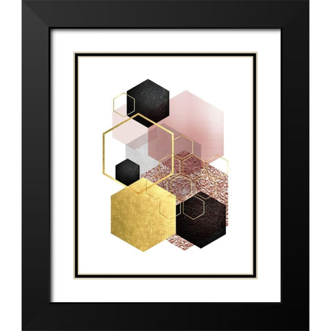 BlushPink Gold 2 Black Modern Wood Framed Art Print with Double Matting by Urban Epiphany