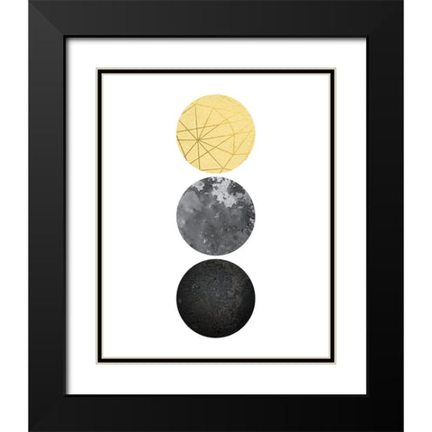 Yellow and Black Geo Black Modern Wood Framed Art Print with Double Matting by Urban Epiphany