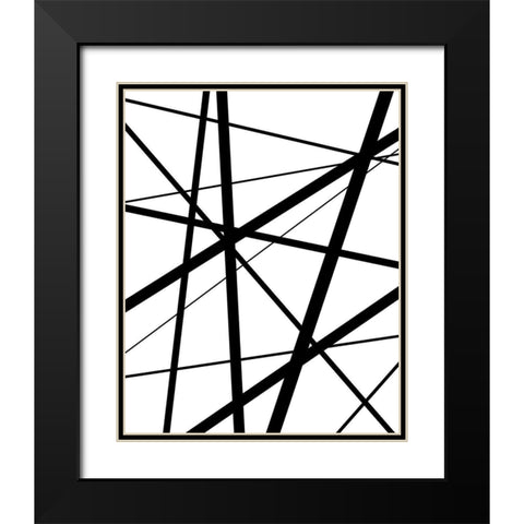 BW Geo Lines 1 Black Modern Wood Framed Art Print with Double Matting by Urban Epiphany