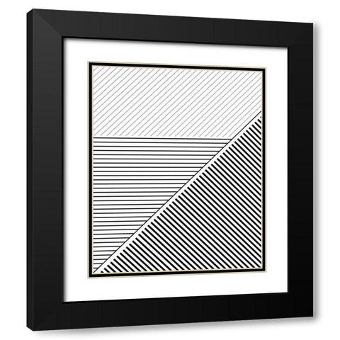 BW Geo Lines 2 Black Modern Wood Framed Art Print with Double Matting by Urban Epiphany