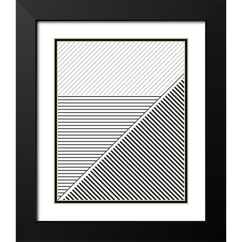 BW Geo Lines 2 Black Modern Wood Framed Art Print with Double Matting by Urban Epiphany