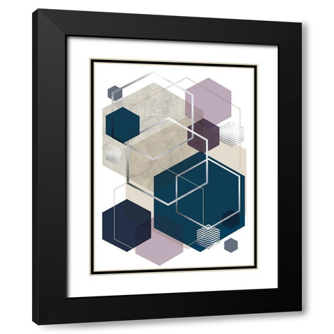 Abstract Geo SoftLuxe Black Modern Wood Framed Art Print with Double Matting by Urban Epiphany