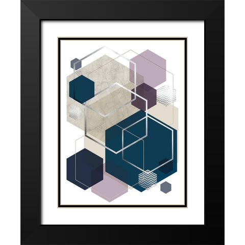 Abstract Geo SoftLuxe Black Modern Wood Framed Art Print with Double Matting by Urban Epiphany