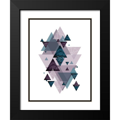 Geo Triangles SoftLuxe Black Modern Wood Framed Art Print with Double Matting by Urban Epiphany