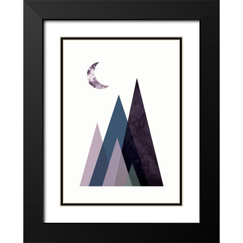 Scandi Mountains Blue 1 Black Modern Wood Framed Art Print with Double Matting by Urban Epiphany