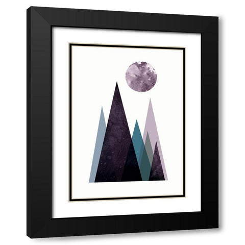 Scandi Mountains Blue 2 Black Modern Wood Framed Art Print with Double Matting by Urban Epiphany