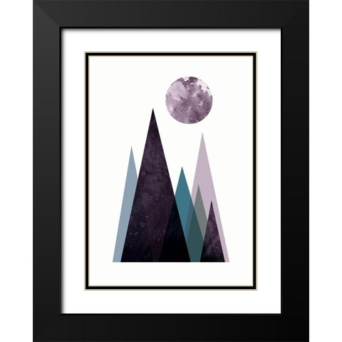 Scandi Mountains Blue 2 Black Modern Wood Framed Art Print with Double Matting by Urban Epiphany