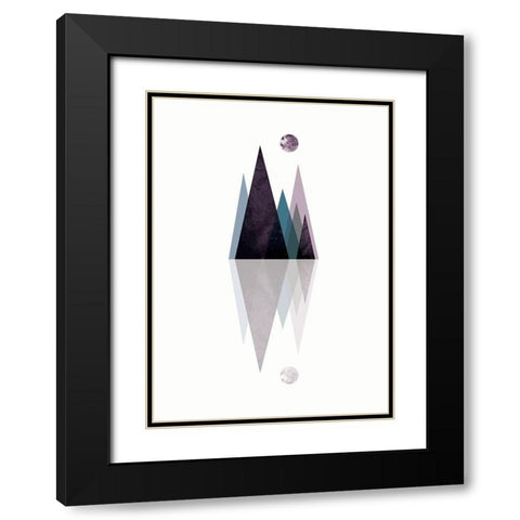 Scandi Mountains Blue 3 Black Modern Wood Framed Art Print with Double Matting by Urban Epiphany