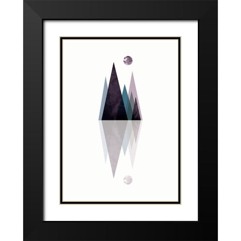 Scandi Mountains Blue 3 Black Modern Wood Framed Art Print with Double Matting by Urban Epiphany