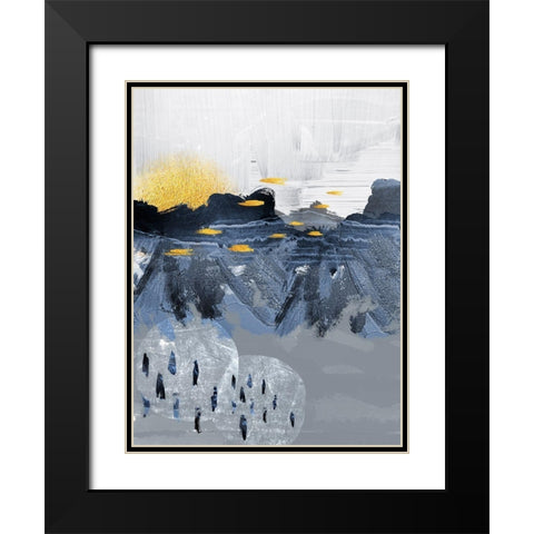 Abstract Landscape Black Modern Wood Framed Art Print with Double Matting by Urban Epiphany