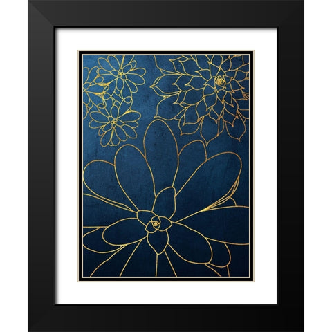 Navy Gold Succulent 2 Black Modern Wood Framed Art Print with Double Matting by Urban Epiphany