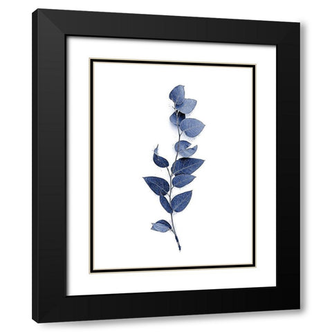 Tiny Branch Navy Black Modern Wood Framed Art Print with Double Matting by Urban Epiphany
