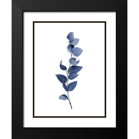 Tiny Branch Navy Black Modern Wood Framed Art Print with Double Matting by Urban Epiphany