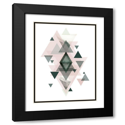 Pink Green Geometric 1 Black Modern Wood Framed Art Print with Double Matting by Urban Epiphany