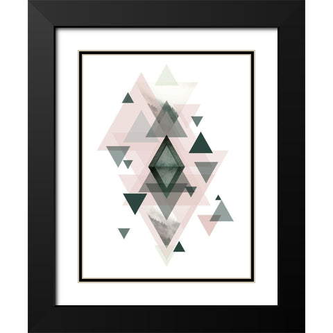 Pink Green Geometric 1 Black Modern Wood Framed Art Print with Double Matting by Urban Epiphany