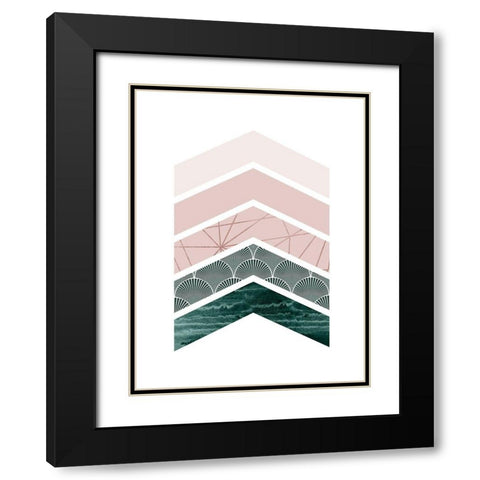 Evergreen Blush Geo 1 Black Modern Wood Framed Art Print with Double Matting by Urban Epiphany