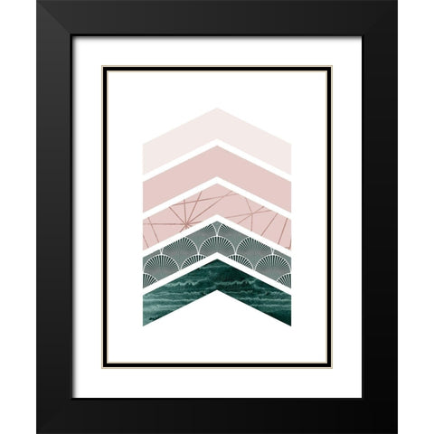 Evergreen Blush Geo 1 Black Modern Wood Framed Art Print with Double Matting by Urban Epiphany