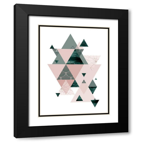Evergreen Blush Geo 2 Black Modern Wood Framed Art Print with Double Matting by Urban Epiphany