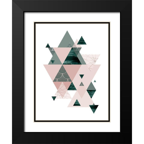 Evergreen Blush Geo 2 Black Modern Wood Framed Art Print with Double Matting by Urban Epiphany