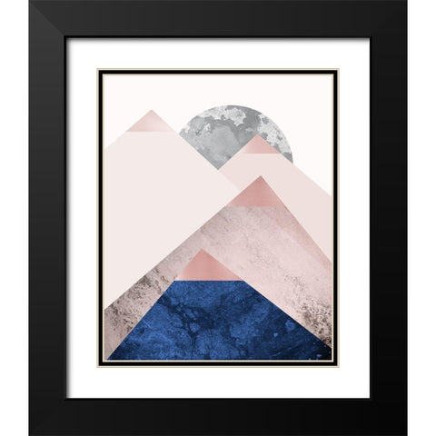 PinkNavy Mountains 2 Black Modern Wood Framed Art Print with Double Matting by Urban Epiphany