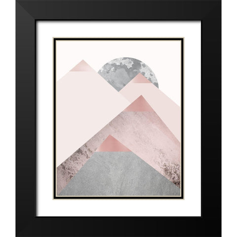 Blush Pink Mountains 2 Black Modern Wood Framed Art Print with Double Matting by Urban Epiphany