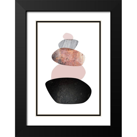 Balanced  White Blush Black Modern Wood Framed Art Print with Double Matting by Urban Epiphany