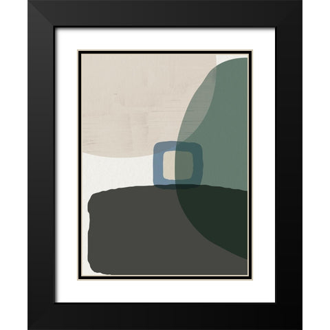 Mid Century Abstract 1 Black Modern Wood Framed Art Print with Double Matting by Urban Epiphany