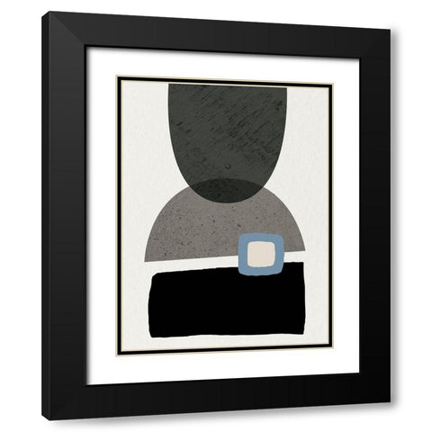 Mid Century Abstract 3 Black Modern Wood Framed Art Print with Double Matting by Urban Epiphany