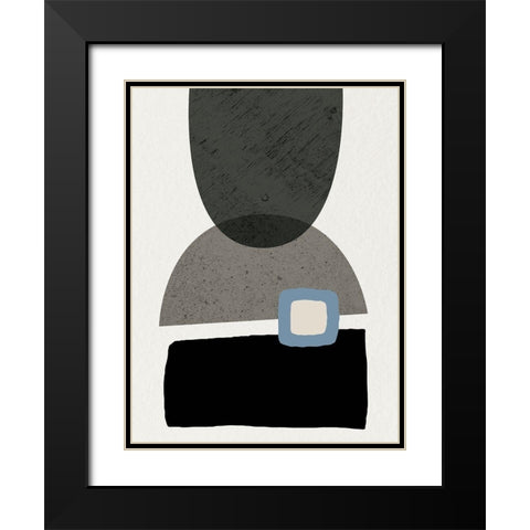 Mid Century Abstract 3 Black Modern Wood Framed Art Print with Double Matting by Urban Epiphany