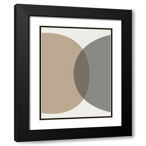 Mid Century Abstract Circle 1 Black Modern Wood Framed Art Print with Double Matting by Urban Epiphany