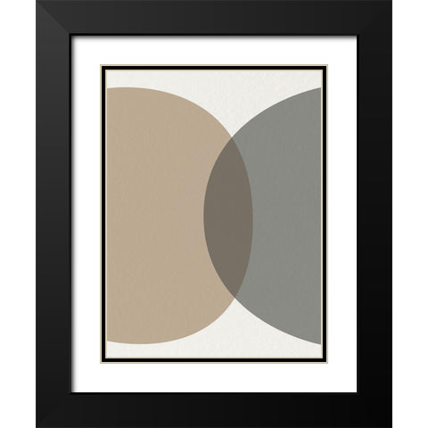Mid Century Abstract Circle 1 Black Modern Wood Framed Art Print with Double Matting by Urban Epiphany