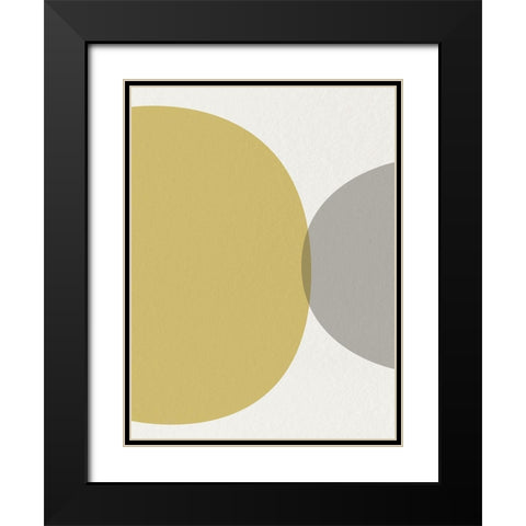 Mid Century Abstract Circle 2 Black Modern Wood Framed Art Print with Double Matting by Urban Epiphany