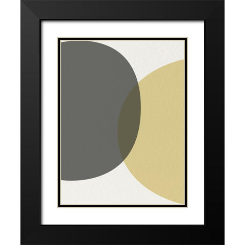 Mid Century Abstract Circle 3 Black Modern Wood Framed Art Print with Double Matting by Urban Epiphany