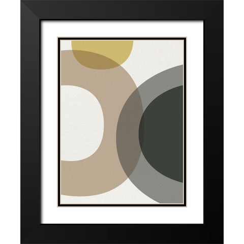Mid Century Abstract Circle 5 Black Modern Wood Framed Art Print with Double Matting by Urban Epiphany