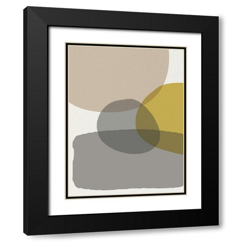 Mid Century Abstract Circle 6 Black Modern Wood Framed Art Print with Double Matting by Urban Epiphany