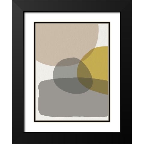 Mid Century Abstract Circle 6 Black Modern Wood Framed Art Print with Double Matting by Urban Epiphany