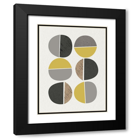 Mid Century Abstract Circle 10 Black Modern Wood Framed Art Print with Double Matting by Urban Epiphany