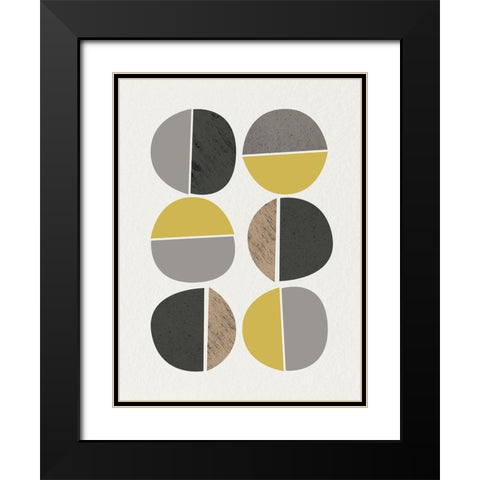 Mid Century Abstract Circle 10 Black Modern Wood Framed Art Print with Double Matting by Urban Epiphany