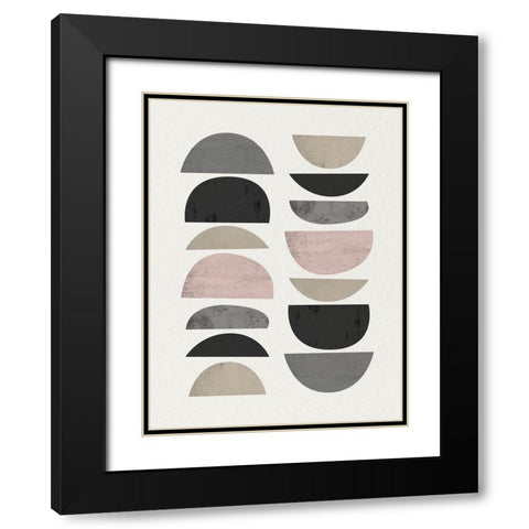 Minimalist Circles 7 Black Modern Wood Framed Art Print with Double Matting by Urban Epiphany