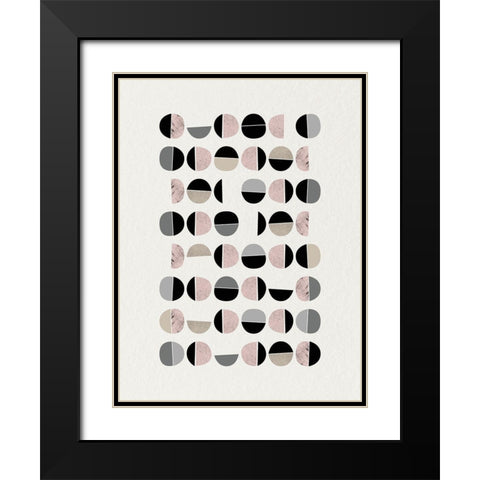 Minimalist Circles 9 Black Modern Wood Framed Art Print with Double Matting by Urban Epiphany