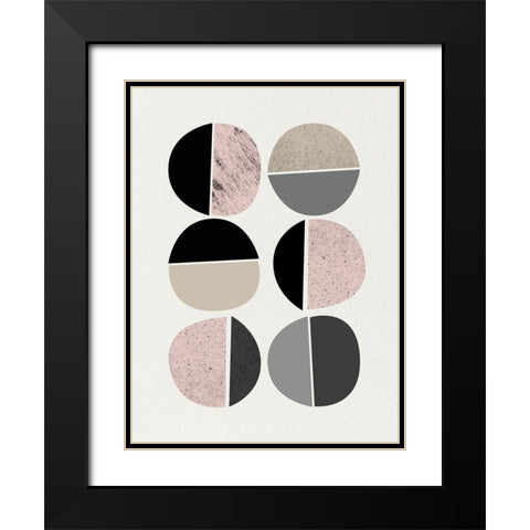 Minimalist Circles 10 Black Modern Wood Framed Art Print with Double Matting by Urban Epiphany