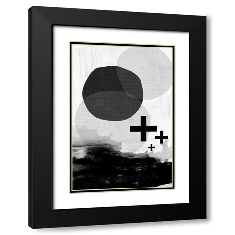 Black White Scandi Abstract Black Modern Wood Framed Art Print with Double Matting by Urban Epiphany