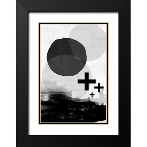 Black White Scandi Abstract Black Modern Wood Framed Art Print with Double Matting by Urban Epiphany